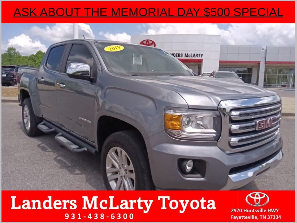 Gray (Satin Steel Metallic) 2019 GMC Canyon SLT Crew Cab 4WD Pickup Truck Four-Wheel Drive 8-Speed Automatic