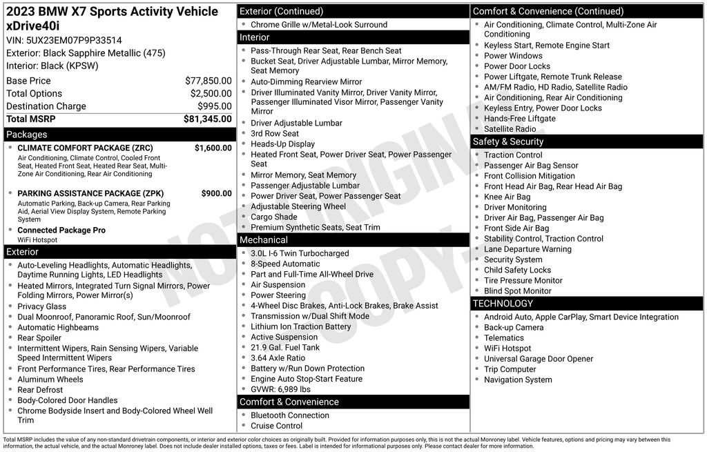 2023 BMW X7 xDrive40i Black at Klick Lewis Buick Chevrolet