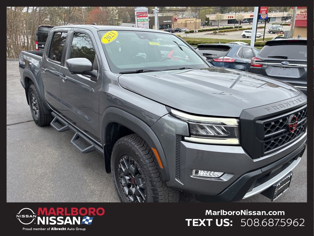 Gray (Gun Metallic) 2023 Nissan Frontier PRO-4X Crew Cab 4WD Pickup Truck Four-Wheel Drive 9-Speed Automatic