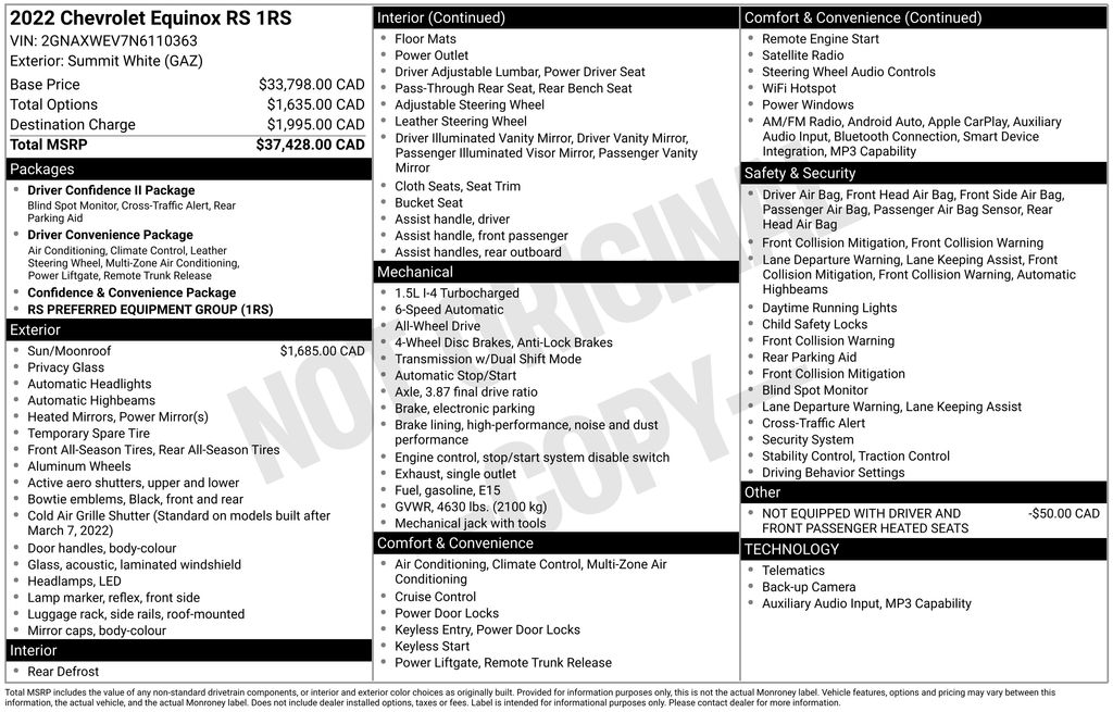 2022 Chevrolet Equinox RS White at Klick Lewis Buick Chevrolet