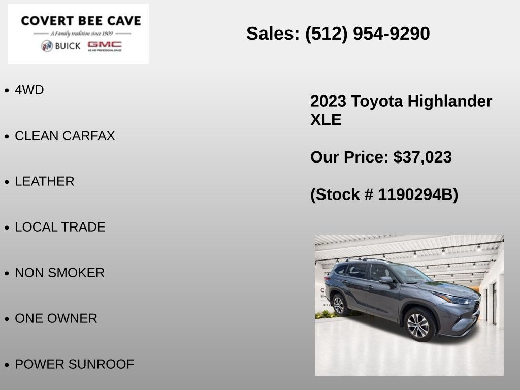 Used Car 2023 Toyota Highlander  Xle For Sale Under $40,000 In Austin, Texas