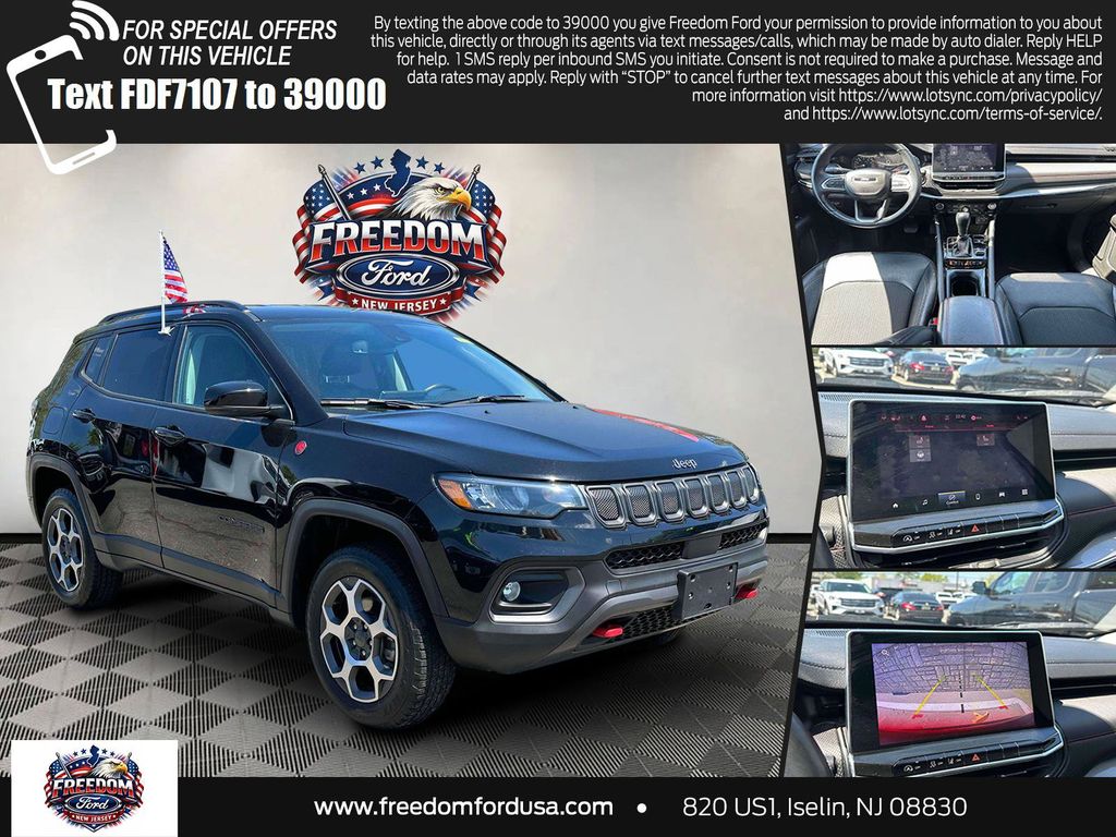 Diamond Black Crystal Pearlcoat 2022 Jeep Compass SUV / Crossover Four-Wheel Drive 9-Speed Automatic