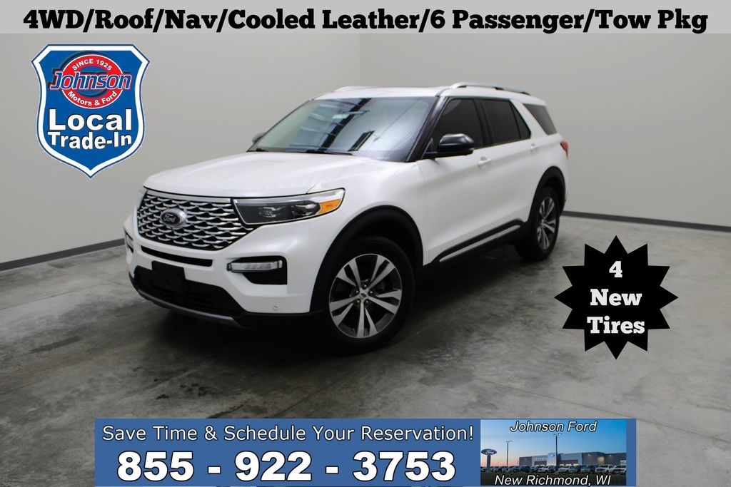 Star White Metallic Tri-Coat 2020 Ford Explorer SUV / Crossover All-Wheel Drive Automatic
