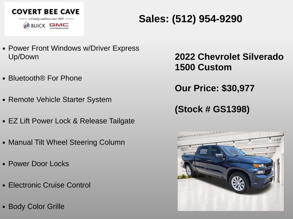 Used Car 2022 Chevrolet Silverado 1500 Ltd  Custom For Sale Under $35,000 In Austin, Texas