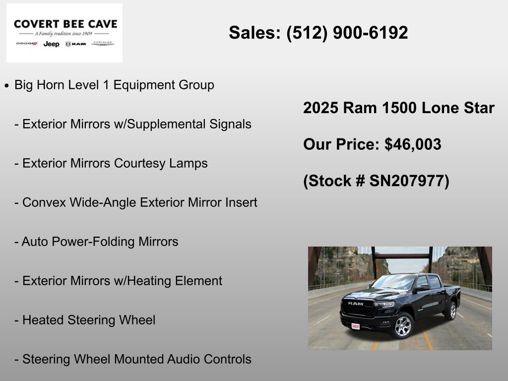 New Car 2025 Ram 1500  Big Horn/lone Star For Sale Under $50,000 In Austin, Texas