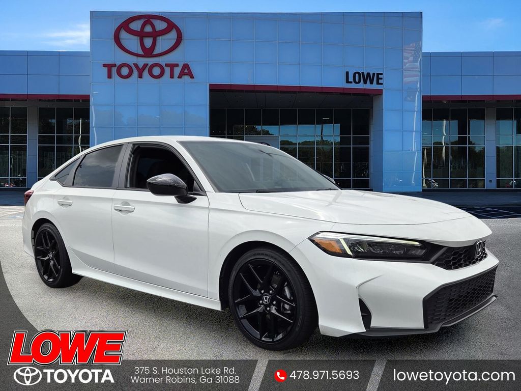 Platinum White Pearl 2025 Honda Civic Sport FWD Sedan Front-Wheel Drive Continuously Variable Transmission