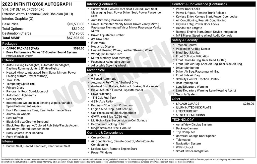 Used Car 2023 Infiniti Qx60  Autograph For Sale Under $50,000 In Austin, Texas