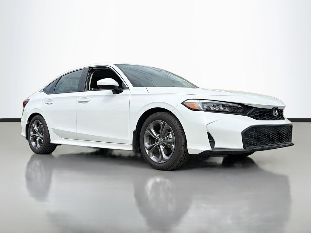 Platinum White 2025 Honda Civic LX FWD Sedan Front-Wheel Drive Continuously Variable Transmission