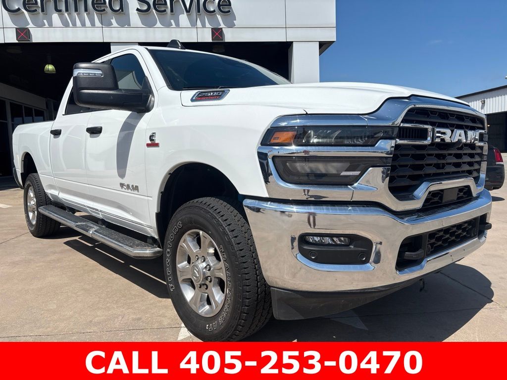Bright White Clearcoat 2025 RAM 2500 Big Horn Crew Cab 4WD Pickup Truck Four-Wheel Drive 8-Speed Automatic