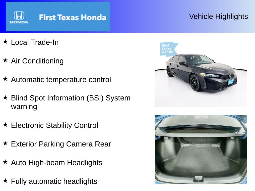 Used Car 2025 Honda Civic  Sport For Sale Under $30,000 In Austin, Texas