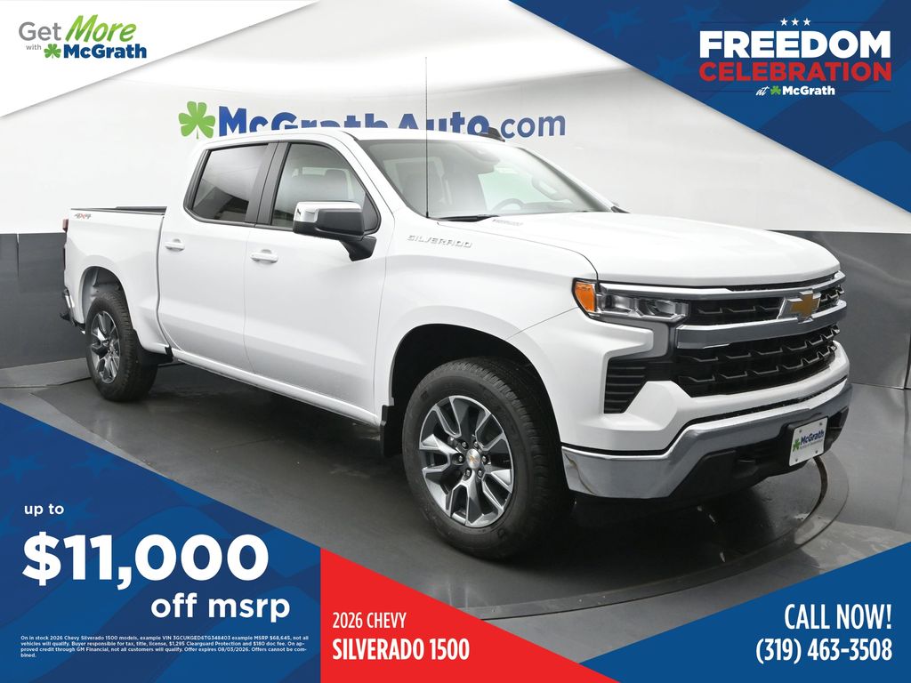 Summit White 2026 Chevrolet Silverado 1500 Pickup Truck Four-Wheel Drive 8-Speed Automatic