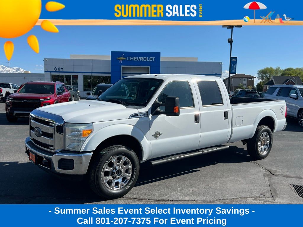 White Platinum Metallic Tri-Coat 2015 Ford F-350 Super Duty XLT Crew Cab 4WD Pickup Truck Four-Wheel Drive 6-Speed Automatic