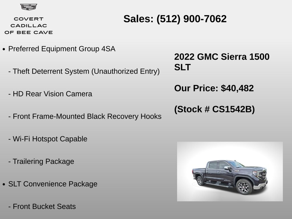 Used Car 2022 Gmc Sierra 1500  Slt For Sale Under $50,000 In Austin, Texas