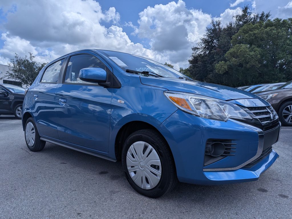 Light Blue 2024 Mitsubishi Mirage Hatchback Front-Wheel Drive Continuously Variable Transmission