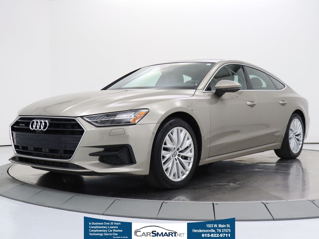Brown (Carat Beige Metallic) 2020 Audi A7 quattro Premium Plus 55 TFSI AWD Sedan All-Wheel Drive 6-Speed Automatic