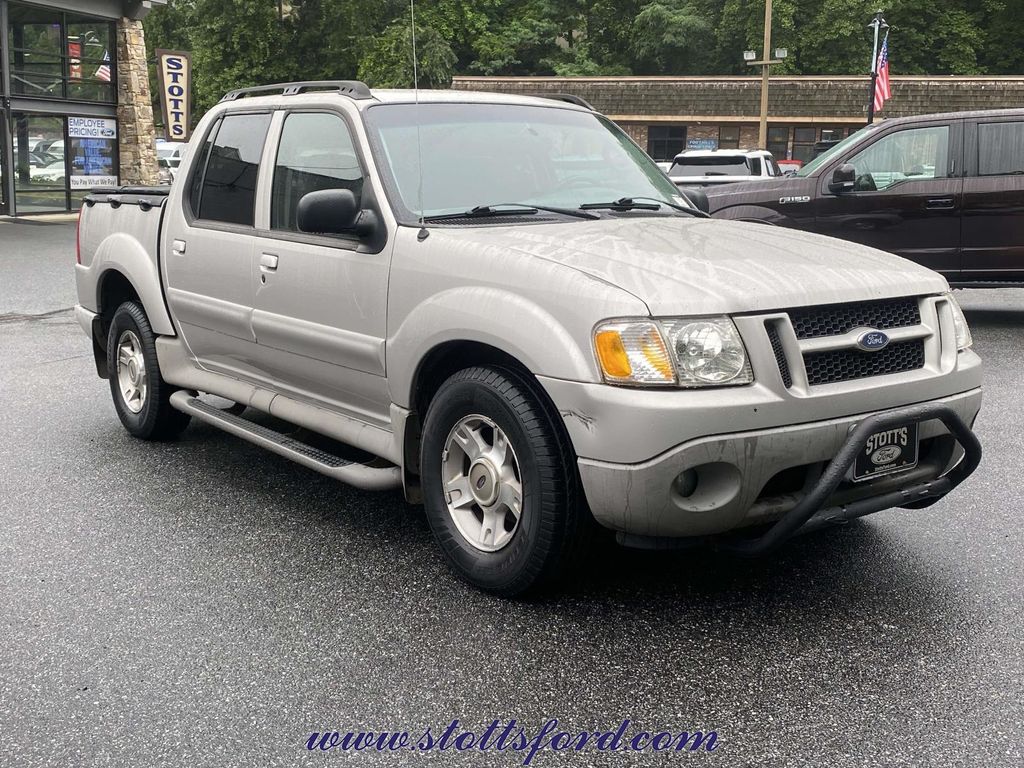 Silver 2003 Ford Explorer Sport Trac XLS Crew Cab Pickup Truck Rear-Wheel Drive 5-Speed Manual Overdrive