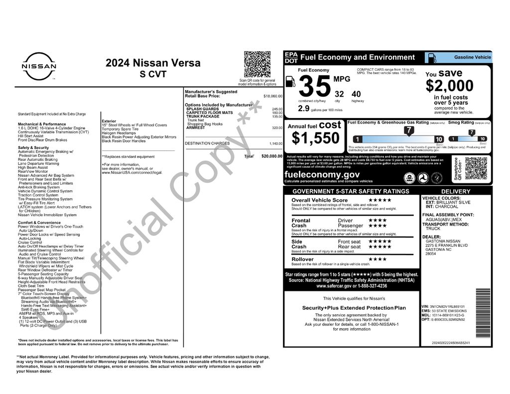 Used 2024 Nissan Versa Sedan