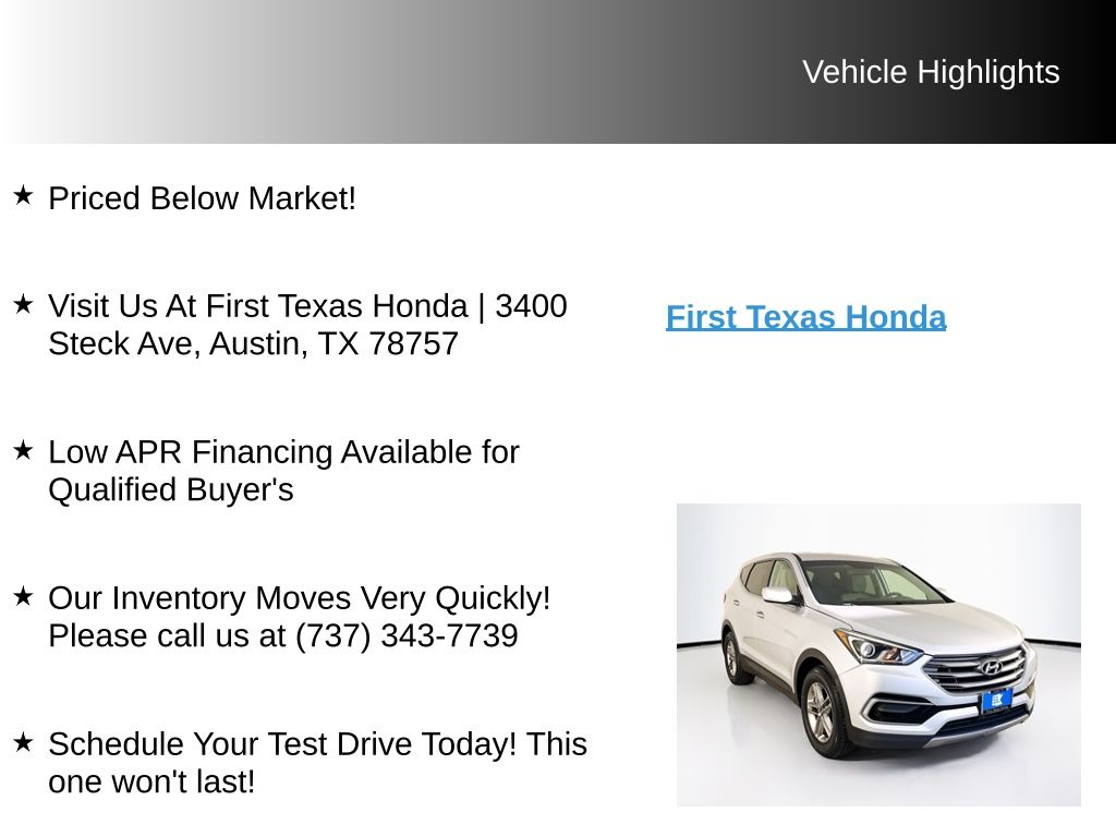 Used Car 2017 Hyundai Santa Fe Sport  2.4 Base For Sale Under $12,000 In Austin, Texas