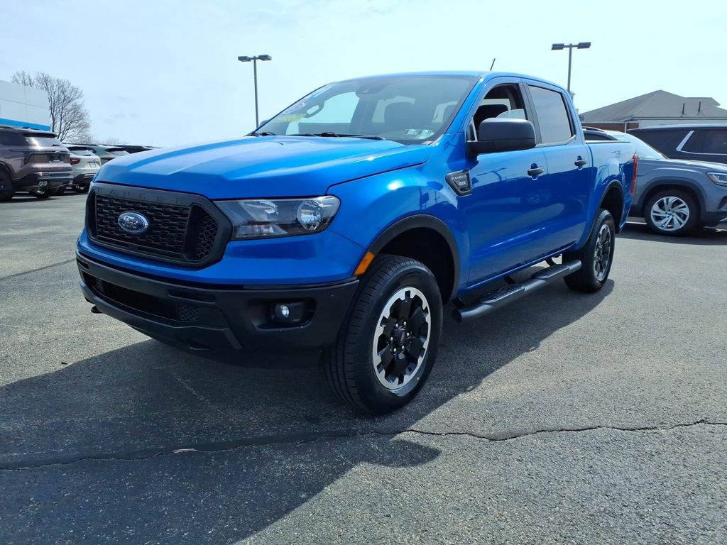 Blue 2021 Ford Ranger XL SuperCrew 4WD Pickup Truck Four-Wheel Drive Automatic