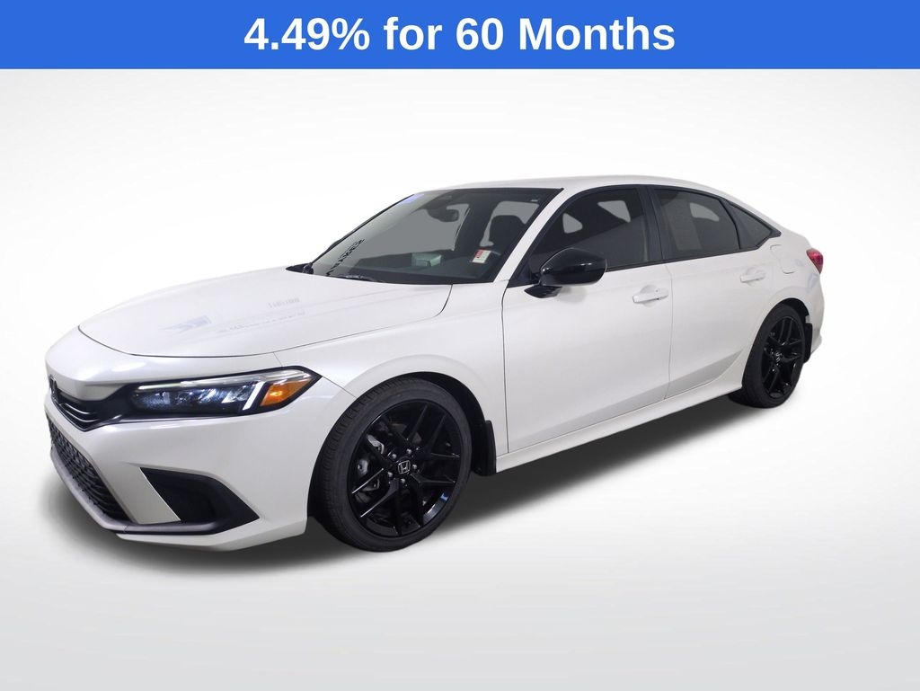Platinum White 2024 Honda Civic Sedan Front-Wheel Drive Continuously Variable Transmission