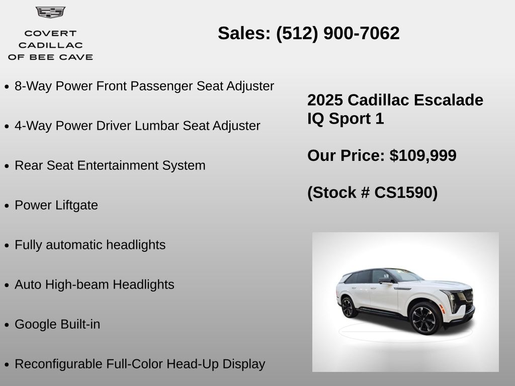 Used Car 2025 Cadillac Escalade Iq  Sport 1 For Sale Under $110,000 In Austin, Texas
