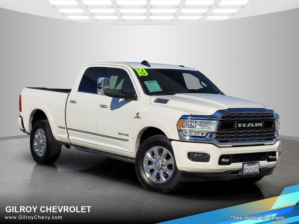 Pearl White 2019 RAM 3500 Limited Crew Cab RWD Pickup Truck 4X2 6-Speed Automatic