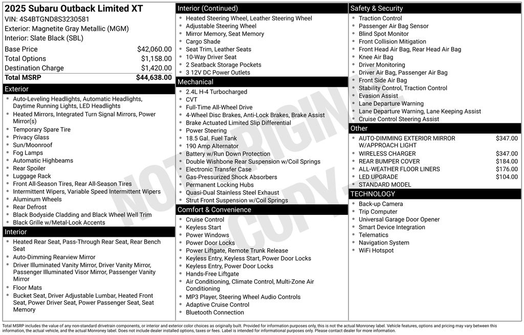 Certified Used 2025 Gray Subaru Limited XT image 29