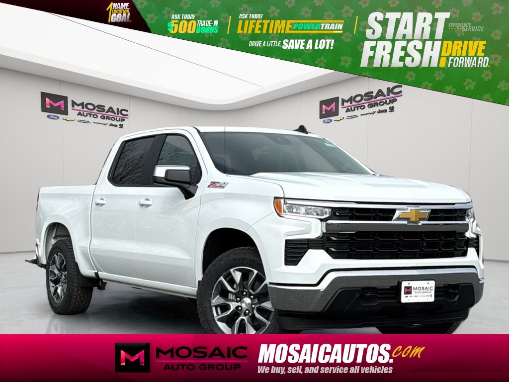 Summit White 2026 Chevrolet Silverado 1500 LT Crew Cab 4WD Pickup Truck Four-Wheel Drive Automatic