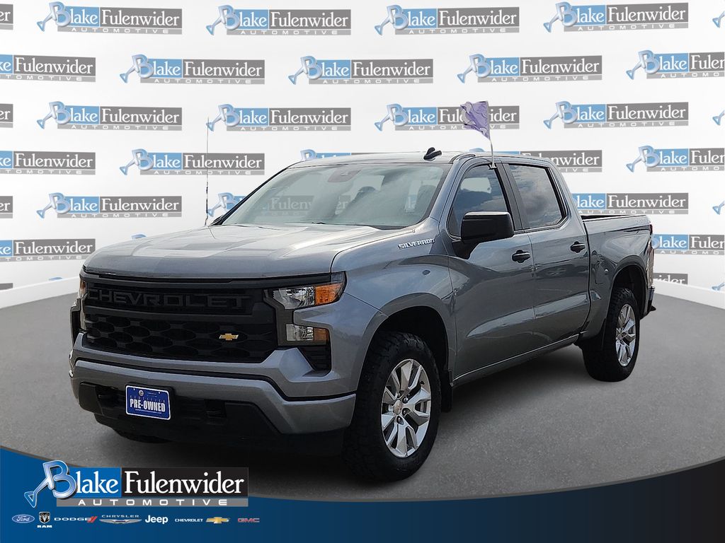 Sterling Gray Metallic 2023 Chevrolet Silverado 1500 Custom Crew Cab 4WD Pickup Truck Four-Wheel Drive 8-Speed Automatic