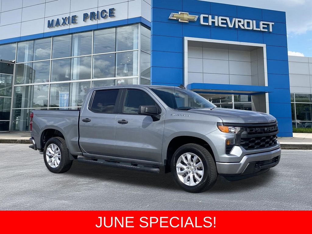 Sterling Gray Metallic 2024 Chevrolet Silverado 1500 Custom Crew Cab RWD Pickup Truck 4X2 8-Speed Automatic