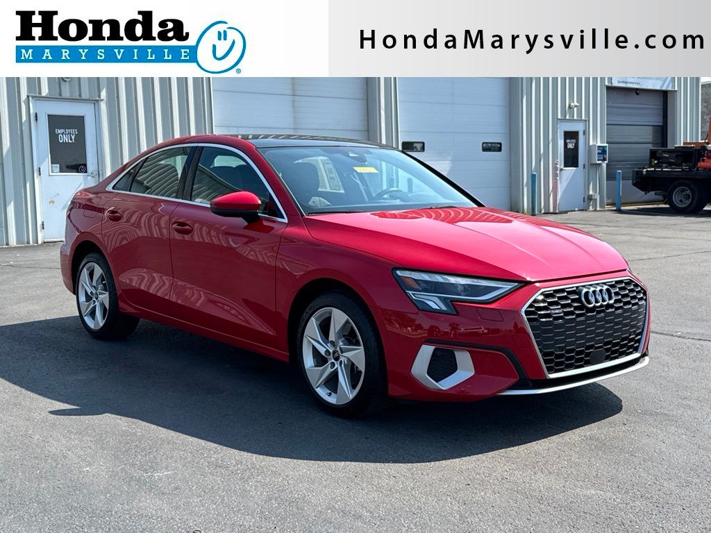 Orange (Tango Red Metallic) 2023 Audi A3 Sedan All-Wheel Drive 7-Speed Automatic