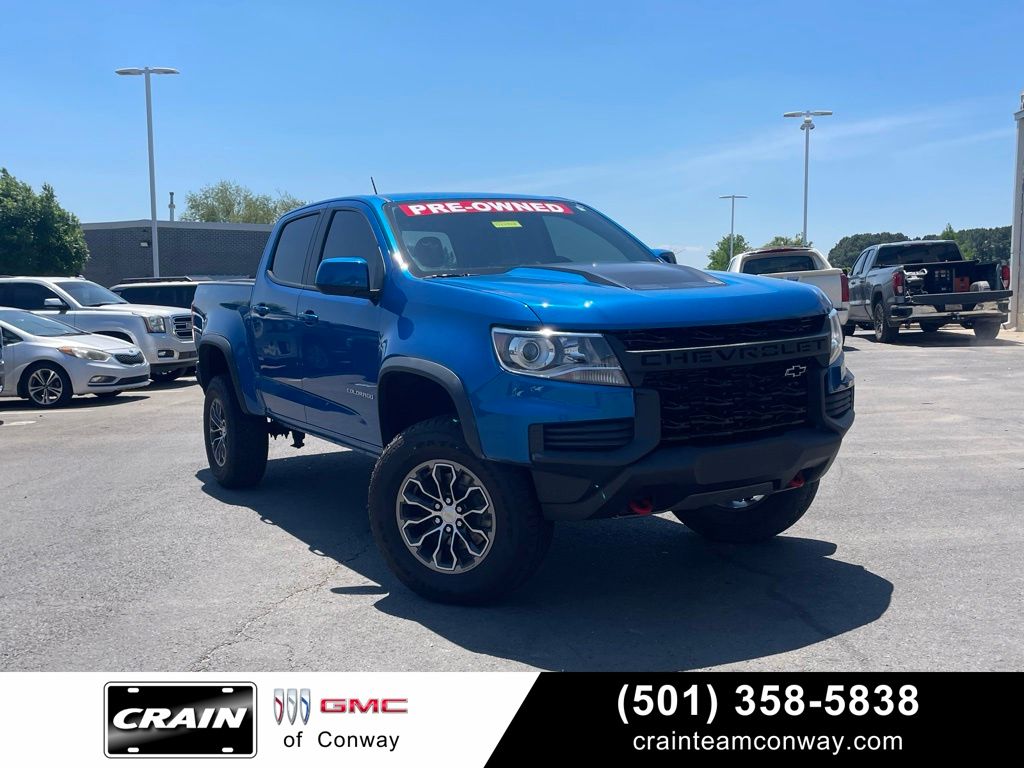 Bright Blue Metallic 2022 Chevrolet Colorado Pickup Truck Four-Wheel Drive 8-Speed Automatic