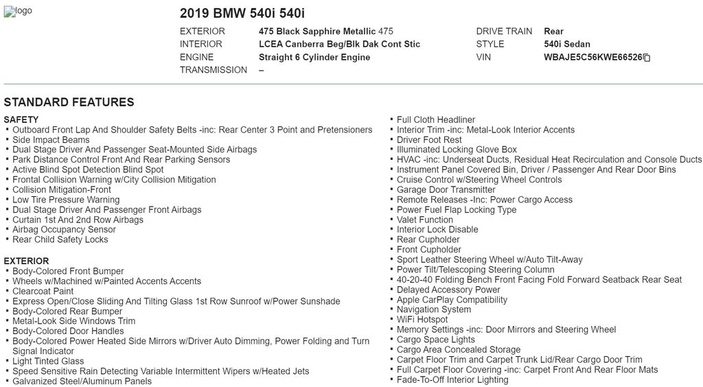 2019 BMW 5 Series 540i 21