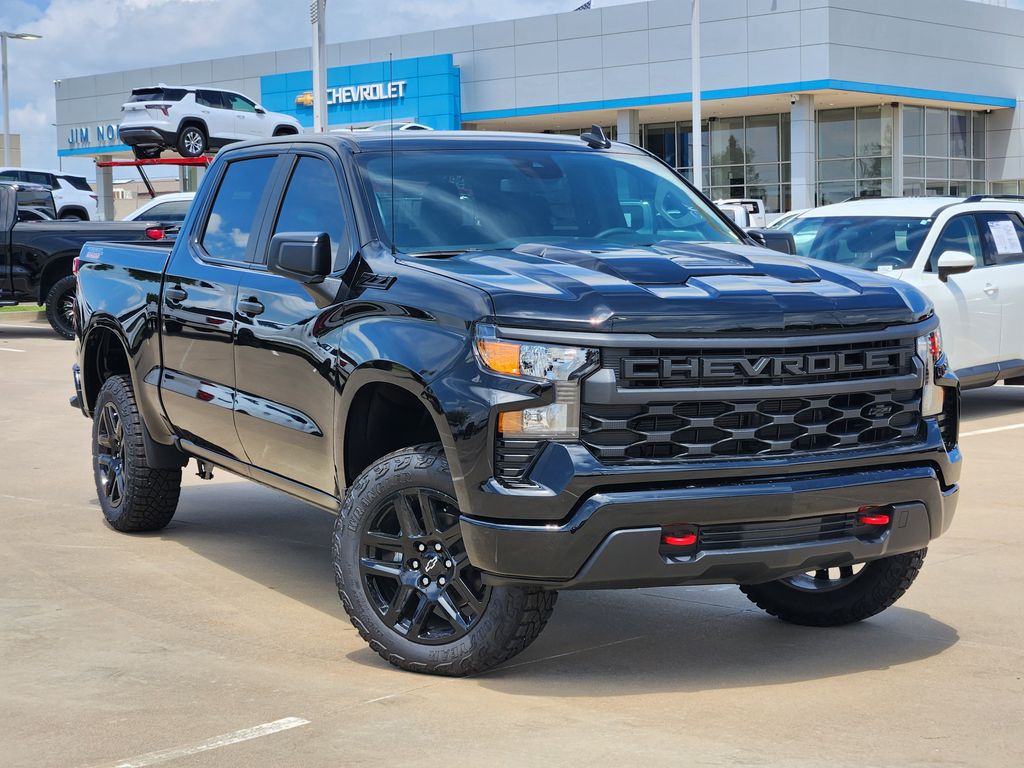 Black 2026 Chevrolet Silverado 1500 Custom Trail Boss Crew Cab 4WD Pickup Truck Four-Wheel Drive Automatic