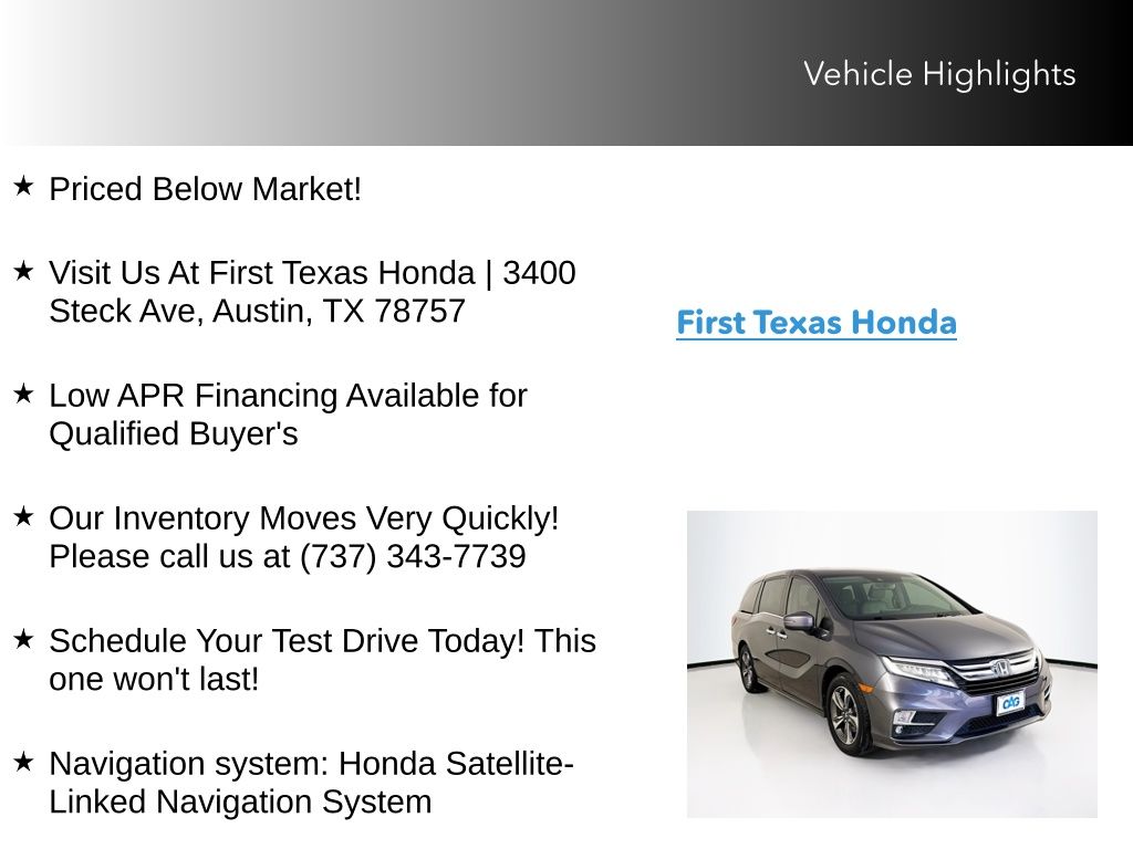 Used Car 2018 Honda Odyssey  Touring For Sale Under $25,000 In Austin, Texas