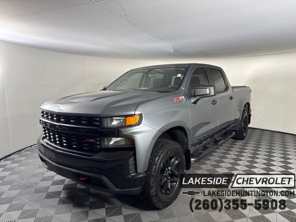 Gray 2019 Chevrolet Silverado 1500 Custom Trail Boss Crew Cab 4WD Pickup Truck Four-Wheel Drive 6-Speed Automatic Overdrive