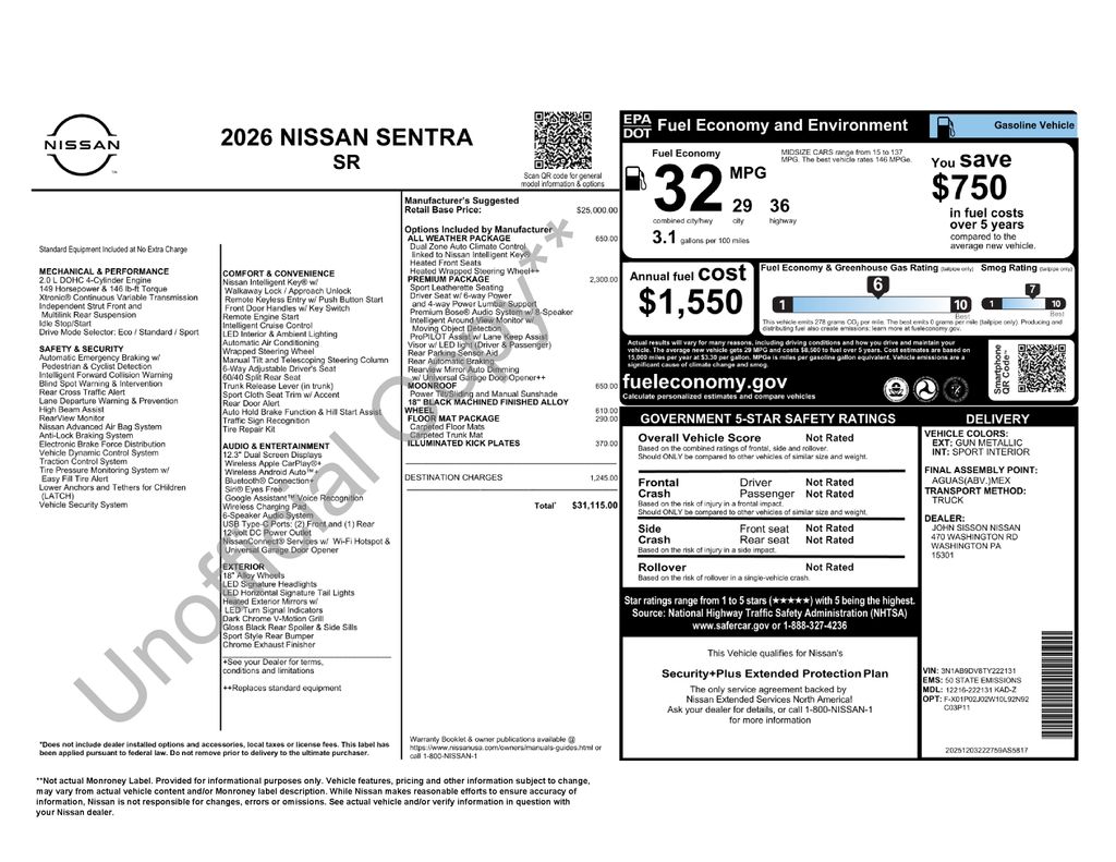 2026 Nissan Sentra SR Gray at Bob Ruth Ford