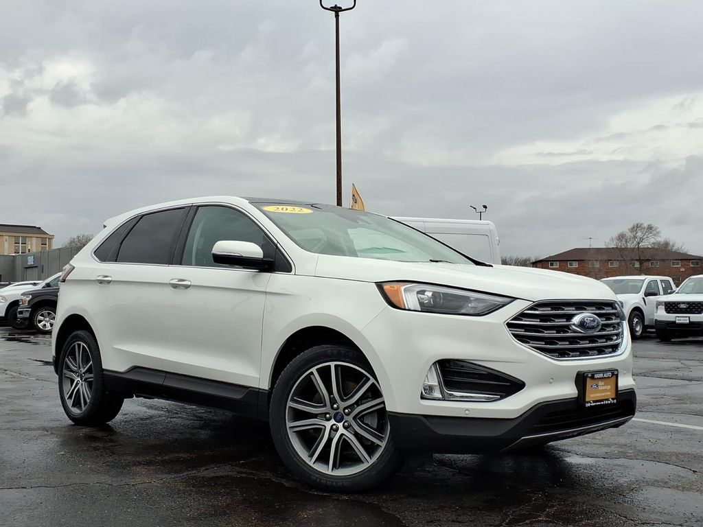 White Metallic 2022 Ford Edge Titanium AWD SUV / Crossover All-Wheel Drive 8-Speed Automatic