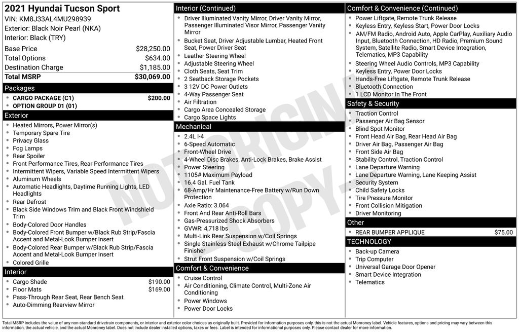 Used Car 2021 Hyundai Tucson  Sport For Sale Under $20,000 In Austin, Texas