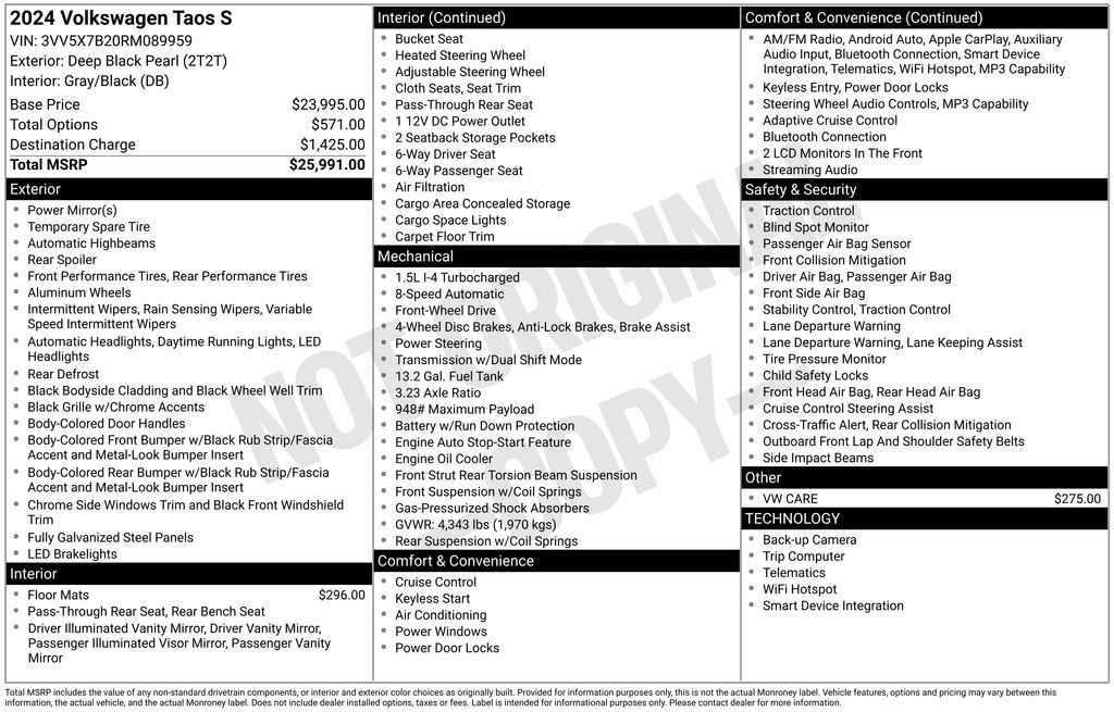 Certified Used 2024 Black Volkswagen 1.5T S image 5