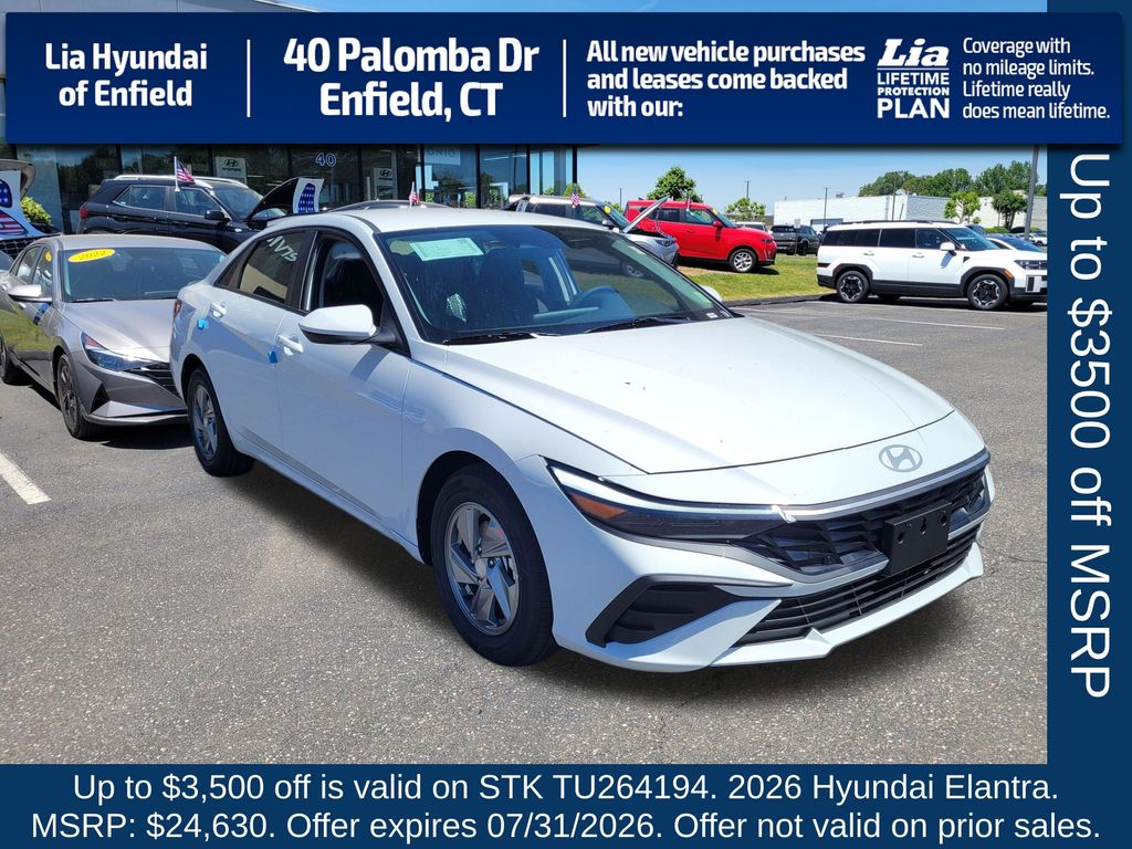 Serenity White 2026 Hyundai Elantra Sedan Front-Wheel Drive Continuously Variable Transmission