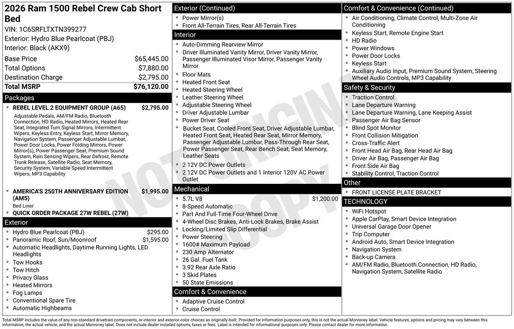 new 2026 Ram 1500 car, priced at $67,386