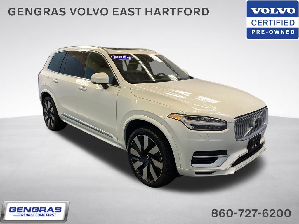Crystal White Metallic 2024 Volvo XC90 Recharge T8 Plus Bright Theme 7-Passenger eAWD SUV / Crossover All-Wheel Drive Automatic