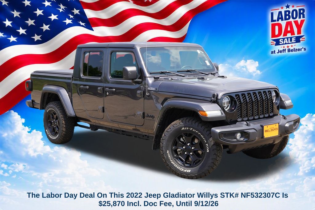 Gray (Granite Crystal Metallic Clearcoat) 2022 Jeep Gladiator Pickup Truck Four-Wheel Drive 8-Speed Automatic