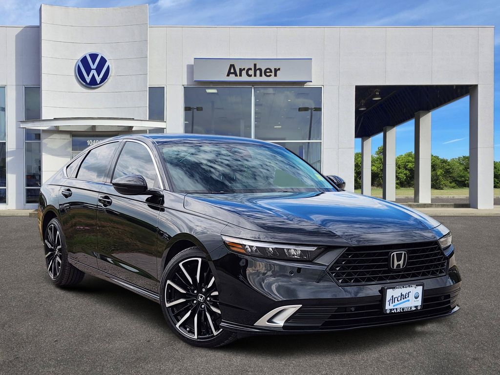 Black 2025 Honda Accord Hybrid Sedan Front-Wheel Drive Continuously Variable Transmission