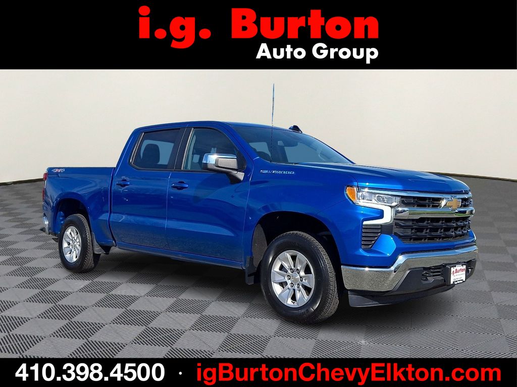 Glacier Blue Metallic 2024 Chevrolet Silverado 1500 Pickup Truck Four-Wheel Drive Automatic