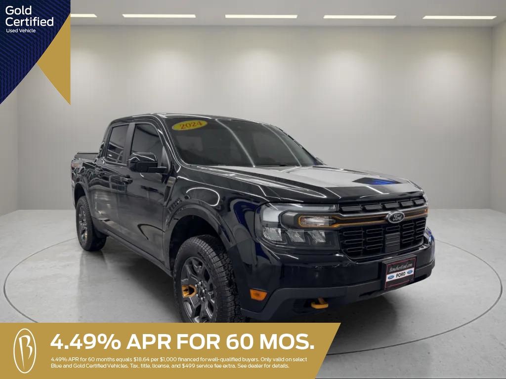 Shadow Black 2024 Ford Maverick Lariat SuperCrew AWD Pickup Truck All-Wheel Drive 8-Speed Automatic