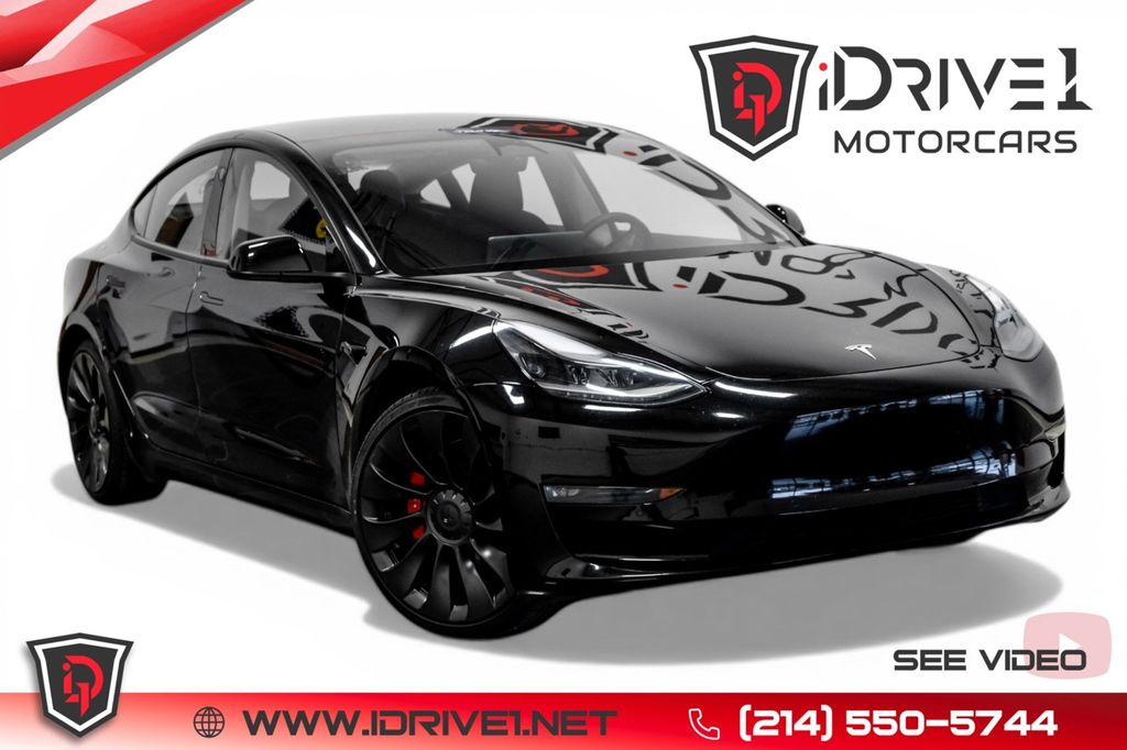 Black 2022 Tesla Model 3 Performance AWD Sedan All-Wheel Drive 1-Speed Automatic