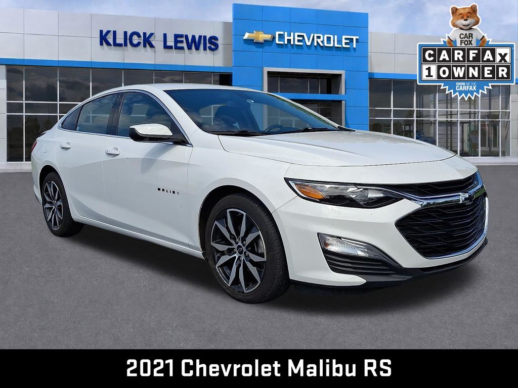 2021 Chevrolet Malibu RS White at Klick Lewis Buick Chevrolet
