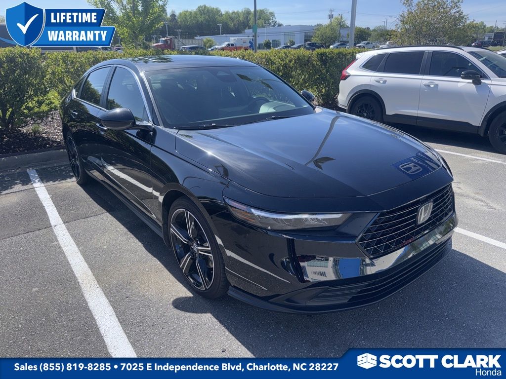 Crystal Black Pearl 2024 Honda Accord Hybrid Sport FWD Sedan Front-Wheel Drive Continuously Variable Transmission